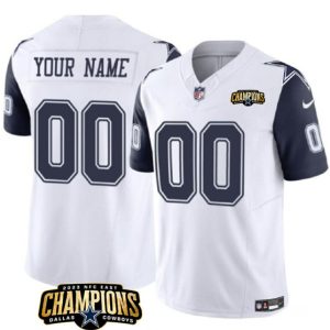 Men Dallas Cowboys Active Player Custom White/Navy 2023 F.U.S.E. NFC East Champions Patch Football Stitched Jersey