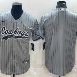 Men Dallas Cowboys Blank Gray With Patch Cool Base Stitched Baseball Jersey