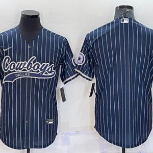 Men Dallas Cowboys Blank Navy With Patch Cool Base Stitched Baseball Jersey