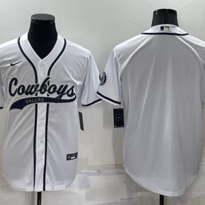 Men Dallas Cowboys Blank White Cool Base Stitched Baseball Jersey