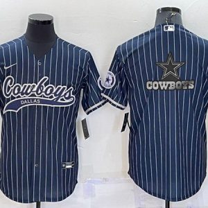 Men Dallas Cowboys Navy Team Big Logo With Patch Cool Base Stitched Baseball Jersey