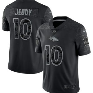 Men Denver Broncos #10 Jerry Jeudy Black Reflective Limited Stitched Football Jersey