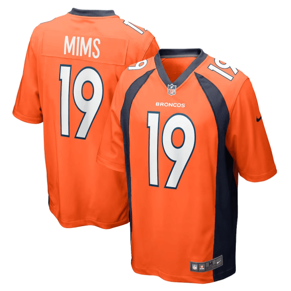 Men Denver Broncos #19 Marvin Mims Jr. Orange Football Stitched Game Jersey