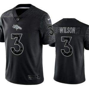 Men Denver Broncos #3 Russell Wilson Black Reflective Limited Stitched Football Jersey