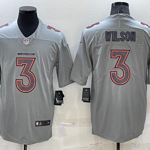 Men Denver Broncos #3 Russell Wilson Gray Atmosphere Fashion Stitched Jersey