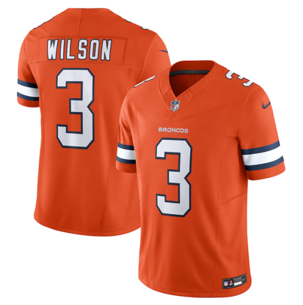 Men Denver Broncos #3 Russell Wilson Orange 2023 F.U.S.E. Vapor Untouchable Stitched Jersey