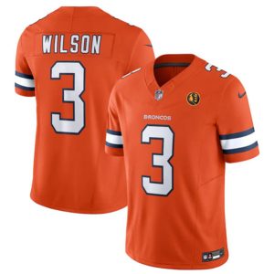 Men Denver Broncos #3 Russell Wilson Orange 2023 F.U.S.E. With John Madden Patch Vapor Limited Football Stitched Jersey