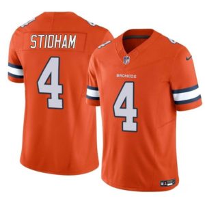 Men Denver Broncos #4 Jarrett Stidham Orange 2023 F.U.S.E. With John Madden Patch Vapor Limited Football Stitched Jersey