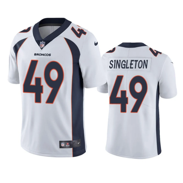 Men Denver Broncos #49 Alex Singleton White Vapor Limited Football Stitched Jersey