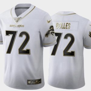 Men Denver Broncos #72 Garett Bolles White Gold 100th Season Limited Stitched Football Jersey