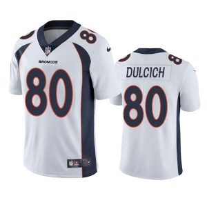 Men Denver Broncos #80 Greg Dulcich White Vapor Untouchable Stitched Jersey