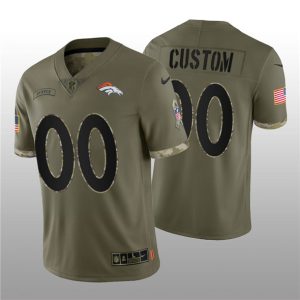 Men Denver Broncos Active Player Custom 2022 Olive Salute To Service Limited Stitched Jersey