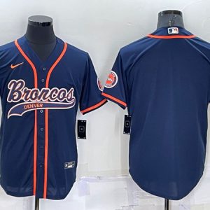 Men Denver Broncos Blank Navy Cool Base Stitched Baseball Jersey