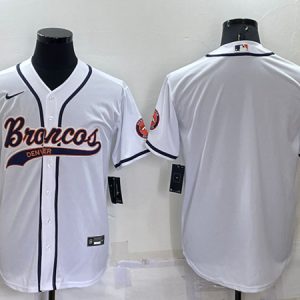 Men Denver Broncos Blank White Cool Base Stitched Baseball Jersey