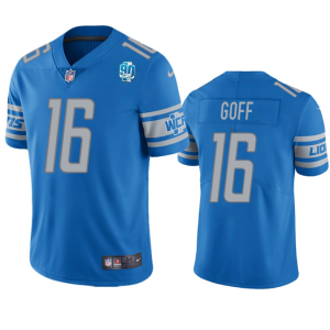 Men Detroit Lions #16 Jared Goff Blue 2023 90th Anniversary Vapor Untouchable Limited Stitched Jersey