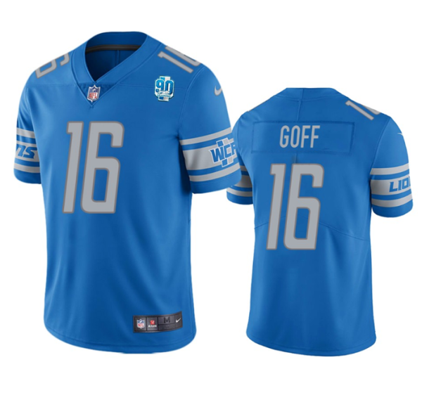 Men Detroit Lions #16 Jared Goff Blue 2023 90th Anniversary Vapor Untouchable Limited Stitched Jersey