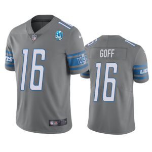 Men Detroit Lions #16 Jared Goff Gray 2023 90th Anniversary Vapor Untouchable Limited Stitched Jersey