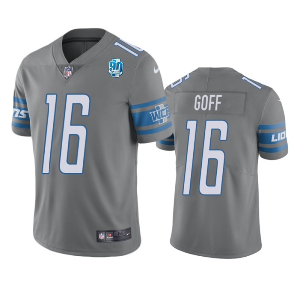 Men Detroit Lions #16 Jared Goff Gray 2023 90th Anniversary Vapor Untouchable Limited Stitched Jersey