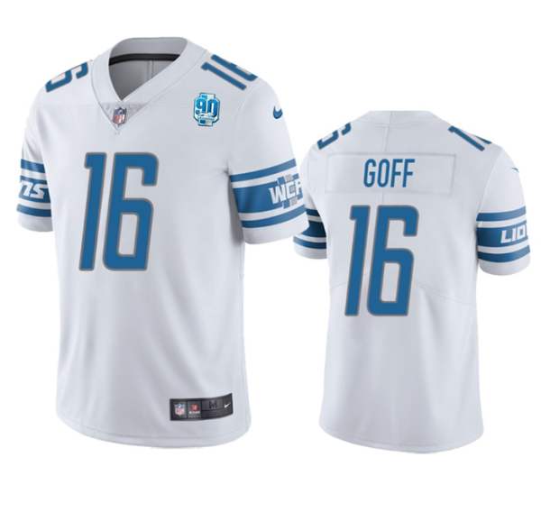 Men Detroit Lions #16 Jared Goff White 2023 90th Anniversary Vapor Untouchable Limited Stitched Jersey