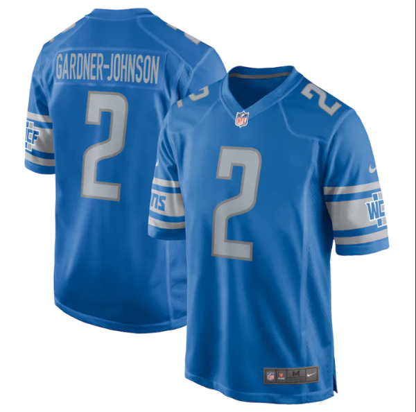 Men Detroit Lions #2 Chauncey Gardner-Johnson Blue Detroit Lions Stitched Game Jersey