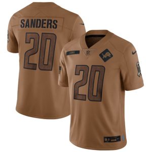 Men Detroit Lions #20 Barry Sanders 2023 Brown Salute To Service Limited Football Stitched Jersey