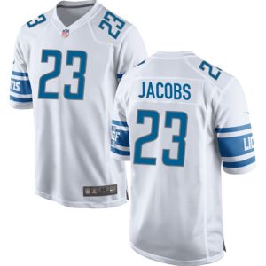 Men Detroit Lions #23 Jerry Jacobs White Football Stitched Game Jersey