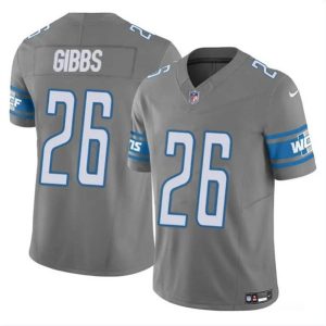 Men Detroit Lions #26 Jahmyr Gibbs Gray 2023 F.U.S.E. Vapor Untouchable Limited Football Stitched Jersey