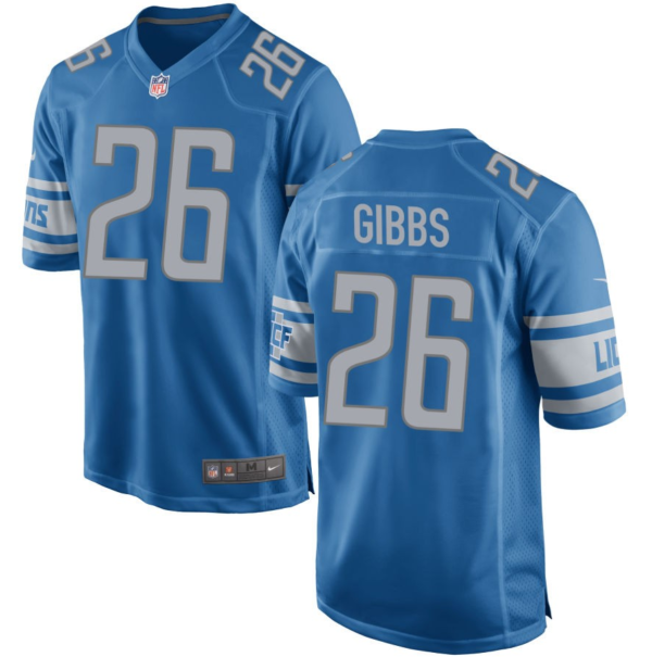 Men Detroit Lions #26 Jahmyr Gibbs Nlue 2023 Draft Stitched Game Jersey