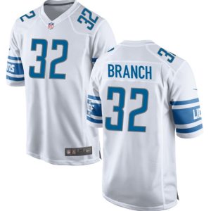 Men Detroit Lions #32 Brian Branch White Football Stitched Game Jersey