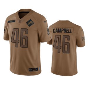 Men Detroit Lions #46 Jack Campbell 2023 Brown Salute To Service Limited Football Stitched Jersey