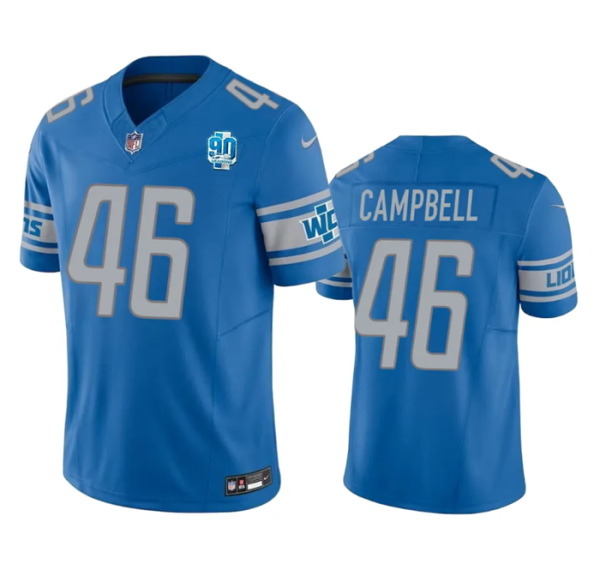 Men Detroit Lions #46 Jack Campbell Blue 2023 F.U.S.E. 90th Anniversary Vapor Untouchable Limited Stitched Jersey