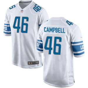 Men Detroit Lions #46 Jack Campbell White Stitched Game Jersey