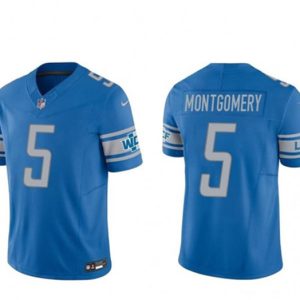 Men Detroit Lions #5 David Montgomery Blue 2023 F.U.S.E. Vapor Untouchable Limited Stitched Jersey