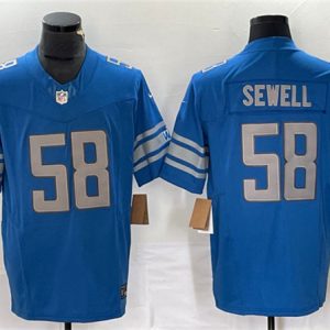 Men Detroit Lions #58 Penei Sewell Blue 2023 F.U.S.E. Vapor Untouchable Limited Stitched Jersey