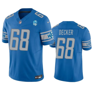 Men Detroit Lions #68 Taylor Decker Blue 2023 F.U.S.E. 90th Anniversary Vapor Untouchable Limited Stitched Jersey