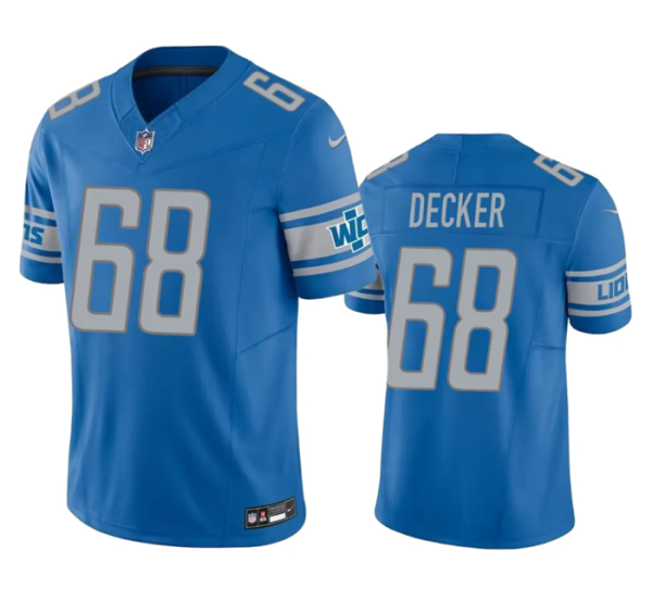 Men Detroit Lions #68 Taylor Decker Blue 2023 F.U.S.E. Vapor Untouchable Limited Stitched Jersey