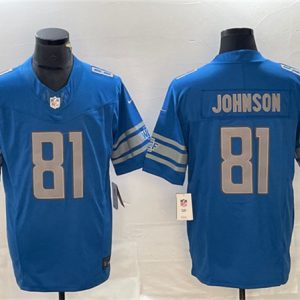 Men Detroit Lions #81 Calvin Johnson Blue 2023 F.U.S.E. Vapor Untouchable Limited Stitched Jersey