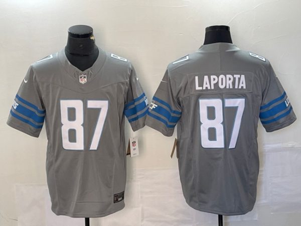 Men Detroit Lions #87 Sam LaPorta Gray 2023 F.U.S.E. Vapor Untouchable Limited Football Stitched Jersey