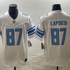 Men Detroit Lions #87 Sam LaPorta White 2023 F.U.S.E. Vapor Untouchable Limited Stitched Jersey