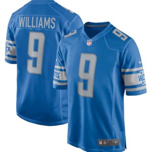 Men Detroit Lions #9 Jameson Williams Blue 2022 Stitched Game Jersey