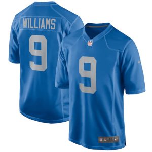 Men Detroit Lions #9 Jameson Williams Blue 2022 Stitched Game Jersey