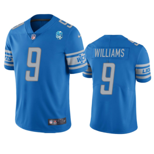 Men Detroit Lions #9 Jameson Williams Blue 2023 90th Anniversary Vapor Untouchable Limited Stitched Jersey