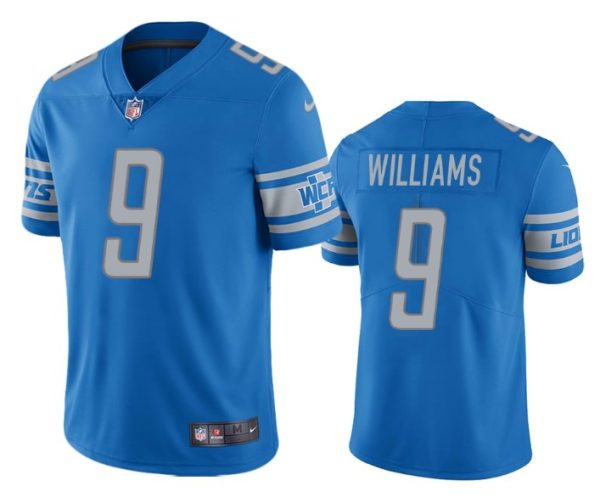 Men Detroit Lions #9 Jameson Williams Blue Vapor Untouchable Limited Stitched Jersey