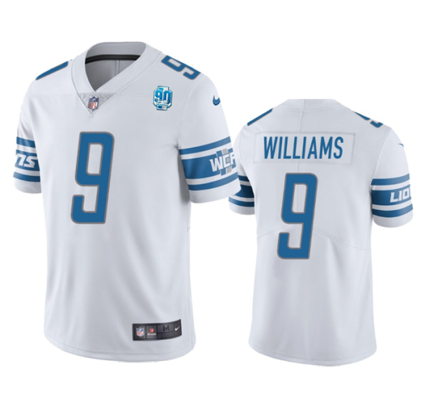 Men Detroit Lions #9 Jameson Williams White 2023 90th Anniversary Vapor Untouchable Limited Stitched Jersey