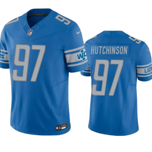 Men Detroit Lions #97 Aidan Hutchinson Blue 2023 F.U.S.E. Vapor Untouchable Limited Stitched Jersey