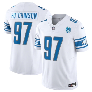 Men Detroit Lions #97 Aidan Hutchinson White 2023 F.U.S.E. 90th Anniversary Vapor Untouchable Limited Stitched Jersey