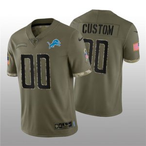 Men Detroit Lions Active Player Custom 2022 Olive Salute To Service Limited Stitched Jersey