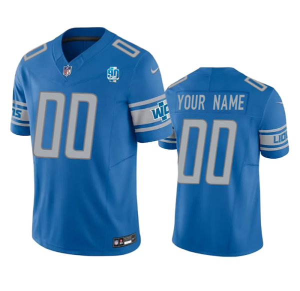 Men Detroit Lions Active Player Custom Blue 2023 F.U.S.E. 90th Anniversary Vapor Untouchable Limited Stitched Jersey