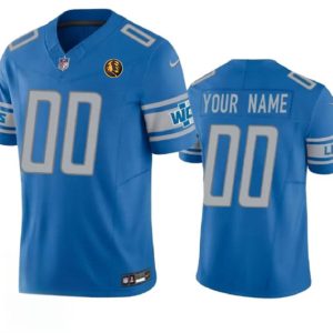 Men Detroit Lions Active Player Custom Blue 2023 F.U.S.E. With John Madden Patch Vapor Limited Football Stitched Jersey