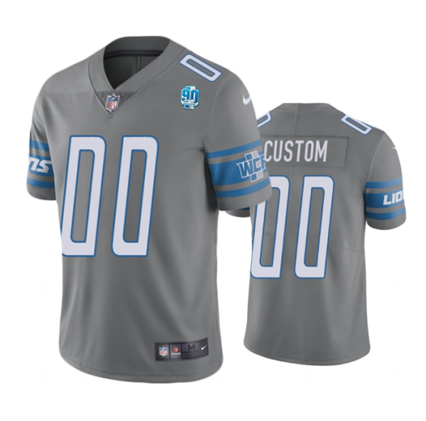 Men Detroit Lions Active Player Custom Gray 2023 F.U.S.E. 90th Anniversary Vapor Untouchable Limited Stitched Jersey